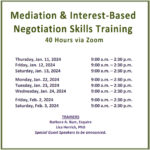 Mediation and Interest-Based Negotiation Skills Training January February 2024